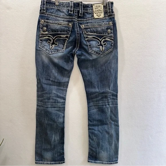 Rock Revival Men's Daegan Straight Jeans Embellished Size 33 READ - Picture 2 of 15